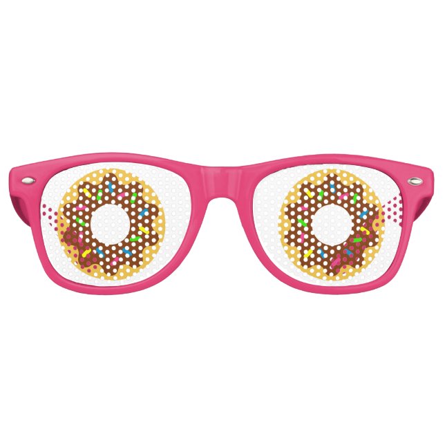Cute Chocolate Donut with Sprinkles Retro Sunglasses (Front)