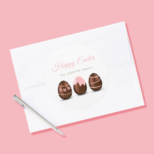 Cute Chocolate Eggs Happy Easter Classic Round Sticker