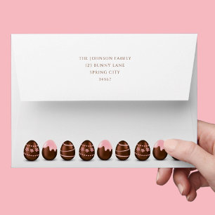 Cute Chocolate Eggs Happy Easter Return Address Envelope