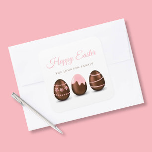 Cute Chocolate Eggs Happy Easter Square Sticker