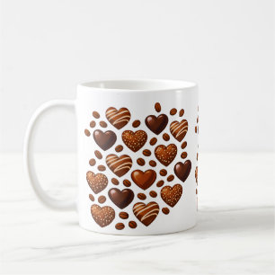 Cute Chocolate Hearts Mug - Sweet Candy Love Patte