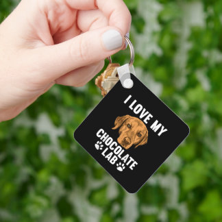 Cute Chocolate Lab Design Labrador Retriever Key Ring