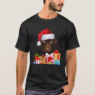 Cute Chocolate Lab Puppy Santa Hat Fun Image Chris T-Shirt