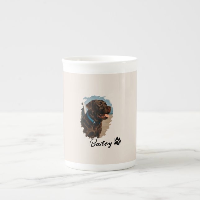 Cute Chocolate Labrador Dog – Bailey | Pet Gift Bone China Mug (Front)