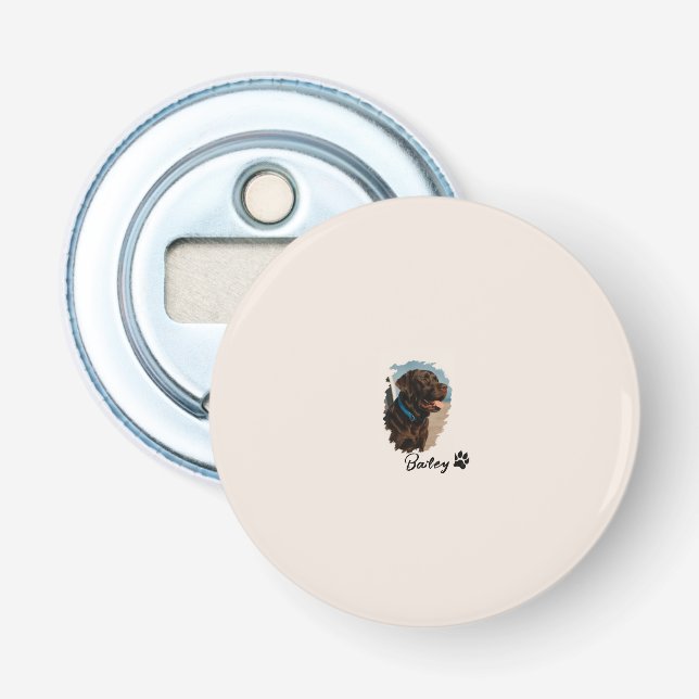 Cute Chocolate Labrador Dog – Bailey | Pet Gift Bottle Opener (Front)