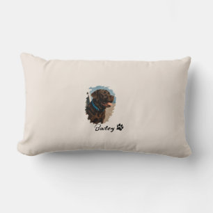 Cute Chocolate Labrador Dog – Bailey Pet Gift Lumbar Cushion