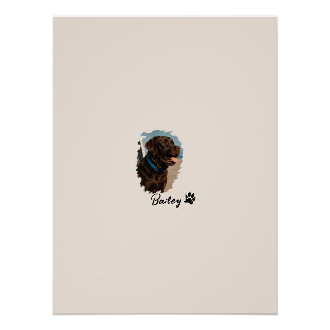 Cute Chocolate Labrador Dog – Bailey | Pet Gift Poster (Front)