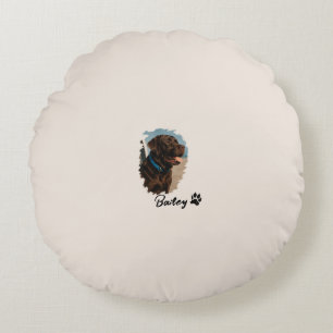 Cute Chocolate Labrador Dog – Bailey   Pet Gift Round Cushion