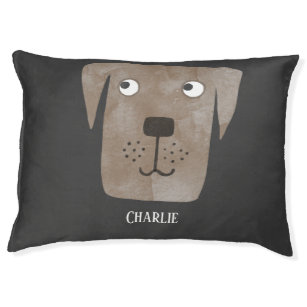 Cute Chocolate Labrador Retriever Dog Custom Name Pet Bed