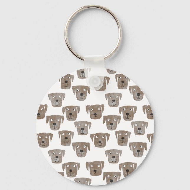 Cute Chocolate Labrador Retriever Dog Key Ring (Front)