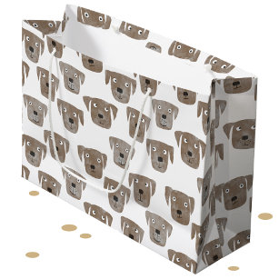 Cute Chocolate Labrador Retriever Dog Pattern Large Gift Bag