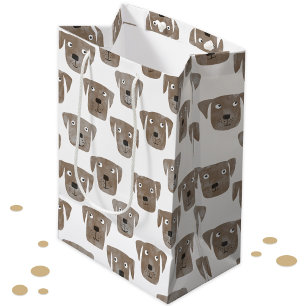 Cute Chocolate Labrador Retriever Dog Pattern Medium Gift Bag
