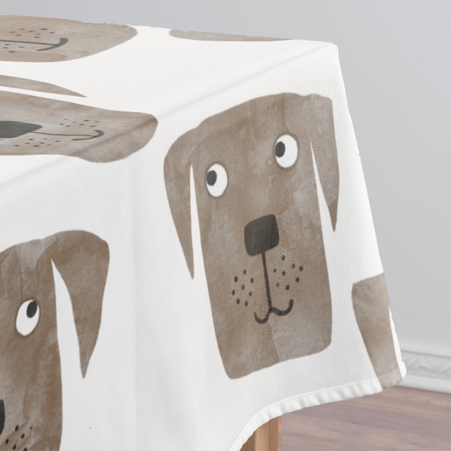 Cute Chocolate Labrador Retriever Dog Watercolor Tablecloth (Creator Uploaded)