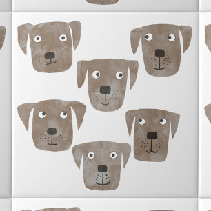 Cute Chocolate Labrador Retriever Dogs Tile