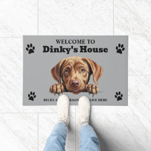 Cute Chocolate Labrador Retriever Photo Doormat