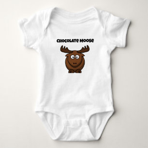 Cute Chocolate Moose, Funny Dessert Pun Cartoon Baby Bodysuit