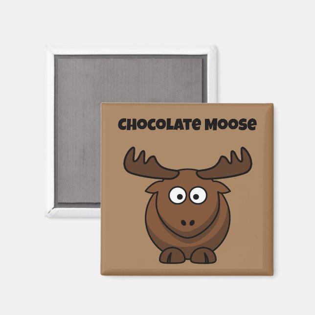 Cute Chocolate Moose,  Funny Dessert Pun Cartoon Magnet (Front/Back)