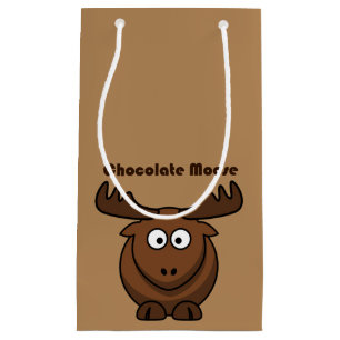 Cute Chocolate Moose,  Funny Dessert Pun Cartoon Small Gift Bag