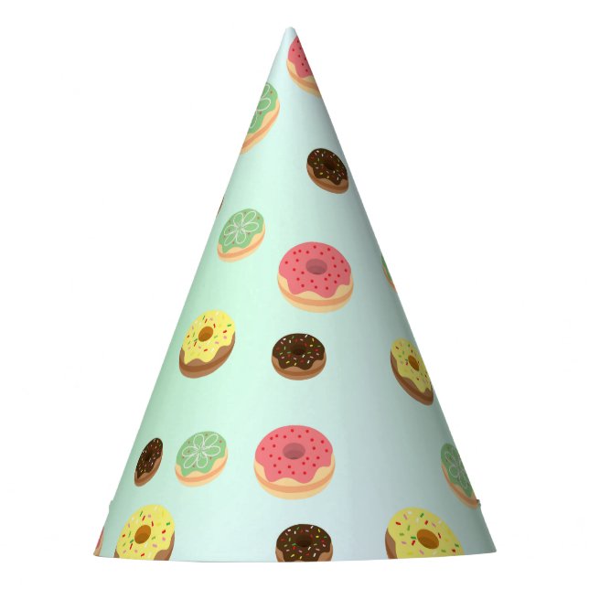 Cute Chocolate strawberry doughnuts pattern Birthd Party Hat (Front)