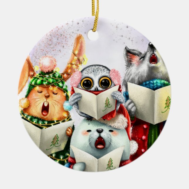 Cute Choir Animals  Teacher Christmas Ceramic   Tree Decoration (Front)