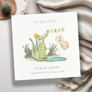 Cute Chomp Alligator in Swamp Any Age Birthday  Napkin