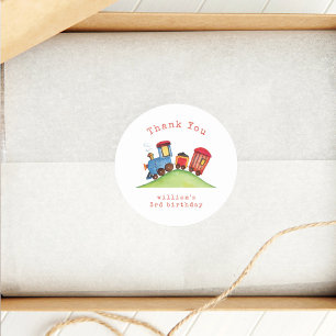 Cute Choo Choo Train Boy Birthday Thank You Classic Round Sticker