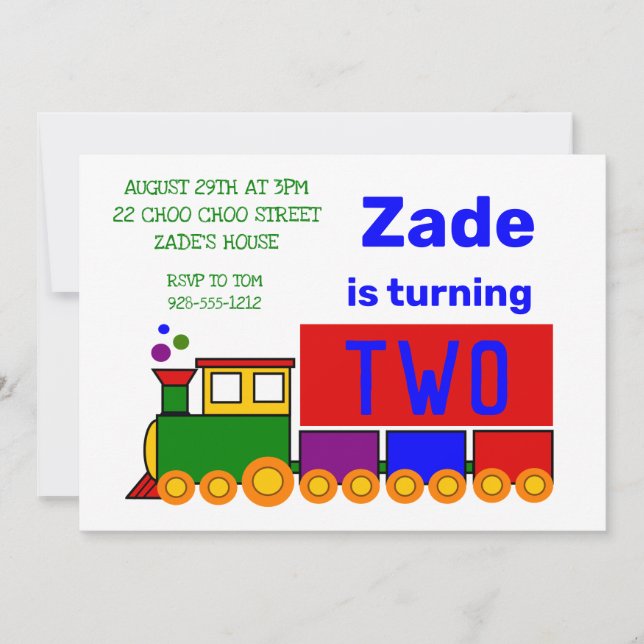 Cute Choo Choo Train Boy's Birthday Invitation (Front)