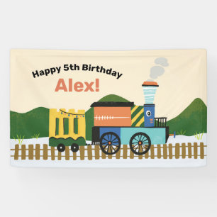 Cute Choo-Choo Train Kids Birthday Party Banner