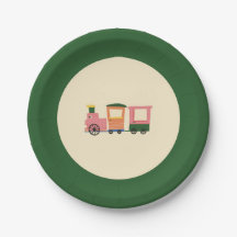 Cute Choo-Choo Train Kids Birthday Party Plate