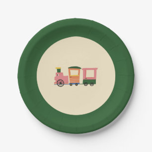 Cute Choo-Choo Train Kids Birthday Party Plate