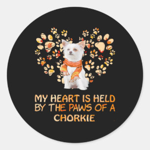 Cute Chorkie Heart Thanksgiving Autumn Dog Lover  Classic Round Sticker