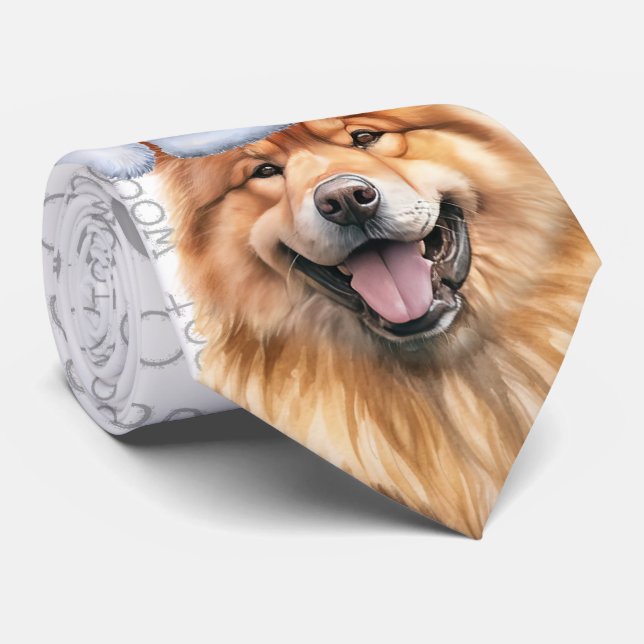 Cute Chow Chow Christmas Dog Lover Holiday Tie (Rolled)