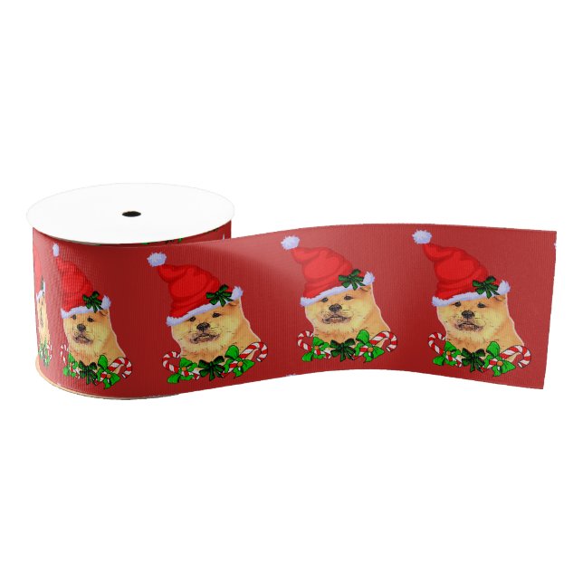 Cute Chow Chow Christmas Grosgrain Ribbon (Spool)