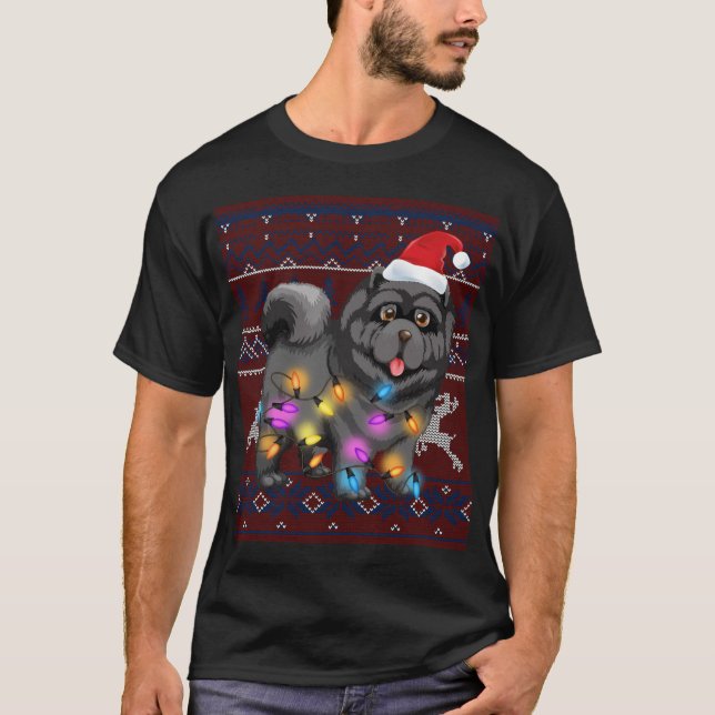 Cute Chow Chow Christmas Lights Ugly Sweater Chow  (Front)