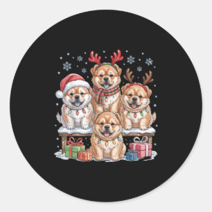 Cute Chow Chow Christmas Puppies Dog Lovers Funny Classic Round Sticker