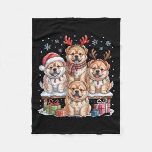 Cute Chow Chow Christmas Puppies Dog Lovers Funny  Fleece Blanket