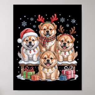 Cute Chow Chow Christmas Puppies Dog Lovers Funny  Poster