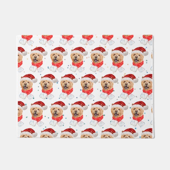 Cute Chow Chow Dog Christmas Pattern Doormat (Front)