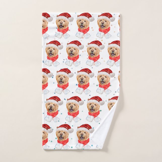 Cute Chow Chow Dog Christmas Pattern Hand Towel (Hand Towel)