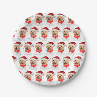 Cute Chow Chow Dog Christmas Pattern Paper Plate