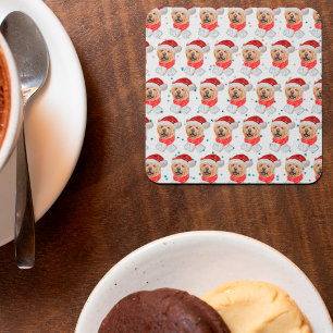 Cute Chow Chow Dog Christmas Pattern Square Paper Coaster