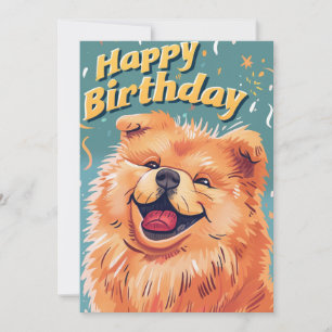 Cute Chow Chow Happy Birthday  Holiday Card