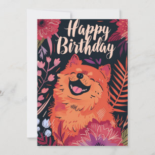 Cute Chow Chow Happy Birthday  Holiday Card