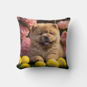 🐕 Cute chow chow Pup with Tennis ball Cushion