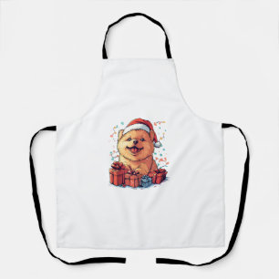 Cute Chow Chow Santa Hat Funny Christmas Xmas Dog Apron