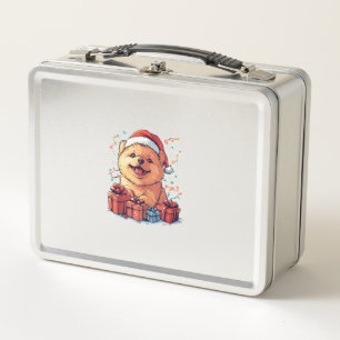 Cute Chow Chow Santa Hat Funny Christmas Xmas Dog Metal Lunch Box
