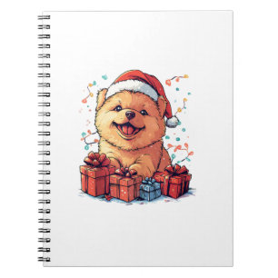 Cute Chow Chow Santa Hat Funny Christmas Xmas Dog Notebook
