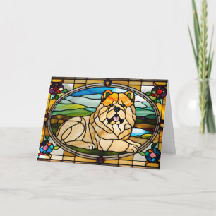 Cute Chow Chow Stained Glass Card