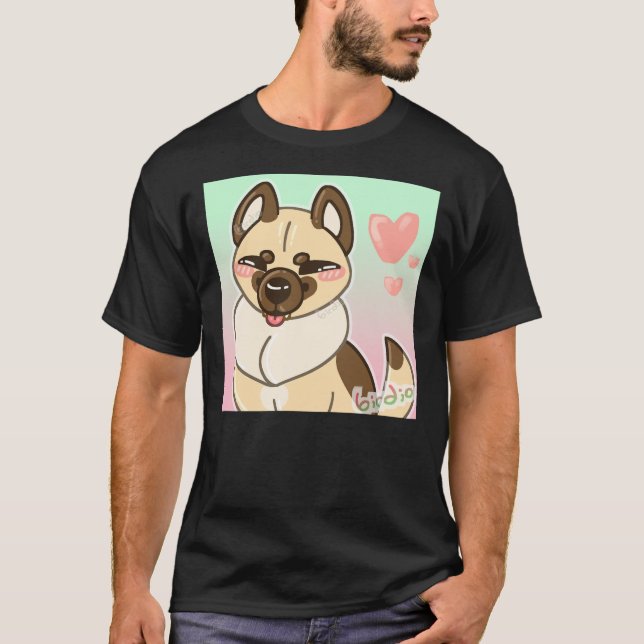 Cute Chow German Shepherd Dog T-Shirt (Front)
