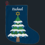 Cute Chrismukkah Hanukkah Dreidel Tree<br><div class="desc">This cute Chrismukkah stocking features a green Christmas tree decorated with blue dreidel ornaments and a gold Jewish Star of David at the top for Hanukkah to combine the 2 holidays for a family that celebrates both. Personalise with your name in white.</div>